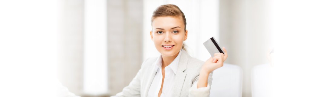 woman holding a card